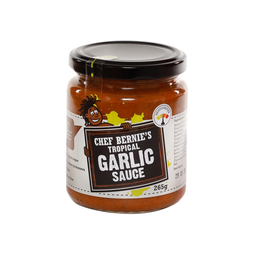 Salsa de ajo tropical para cocinar del Chef Bernies