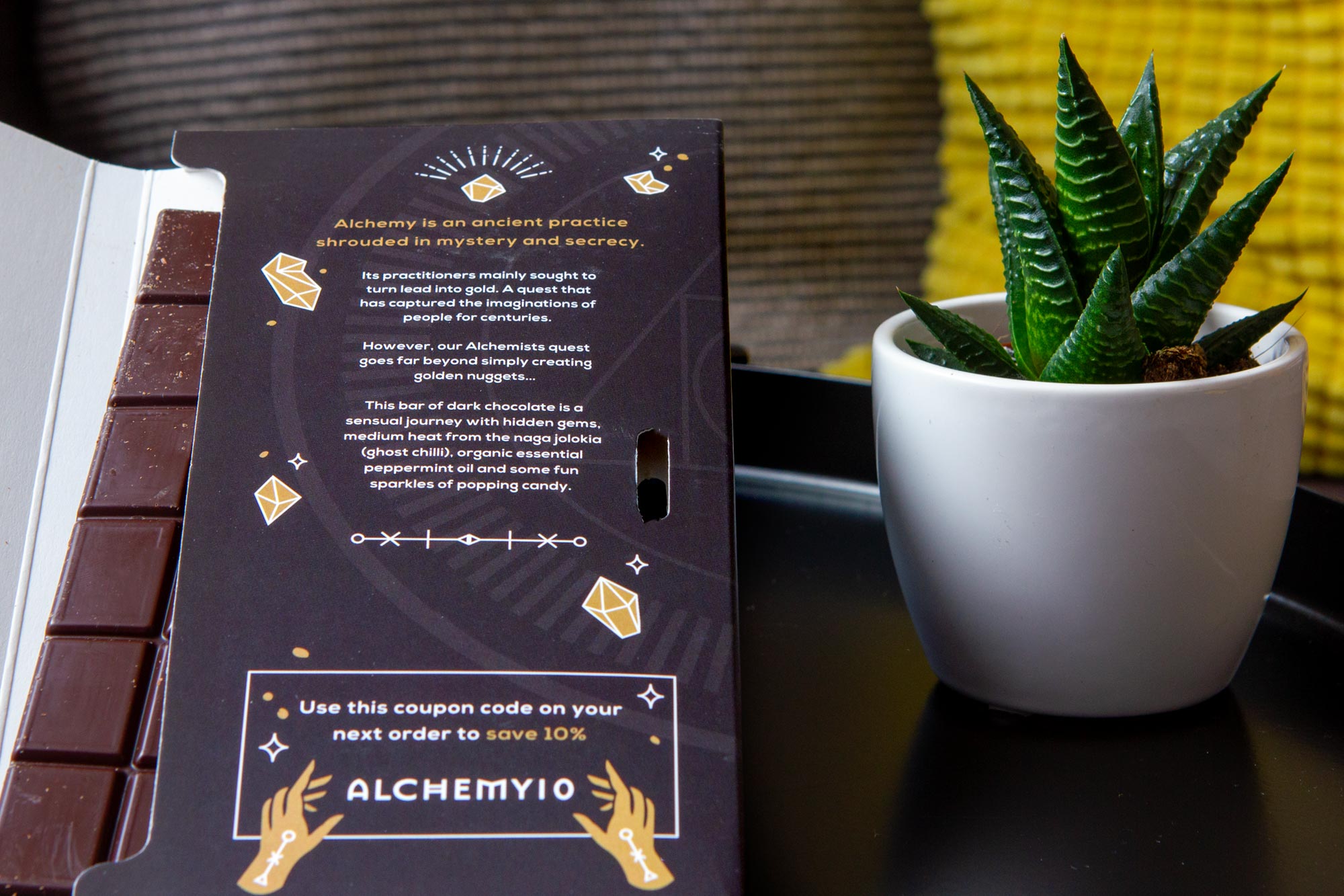 Chilli Alchemist - Dark Matter - Dark Chocolate with Mint, Popping Candy & Naga Chilli