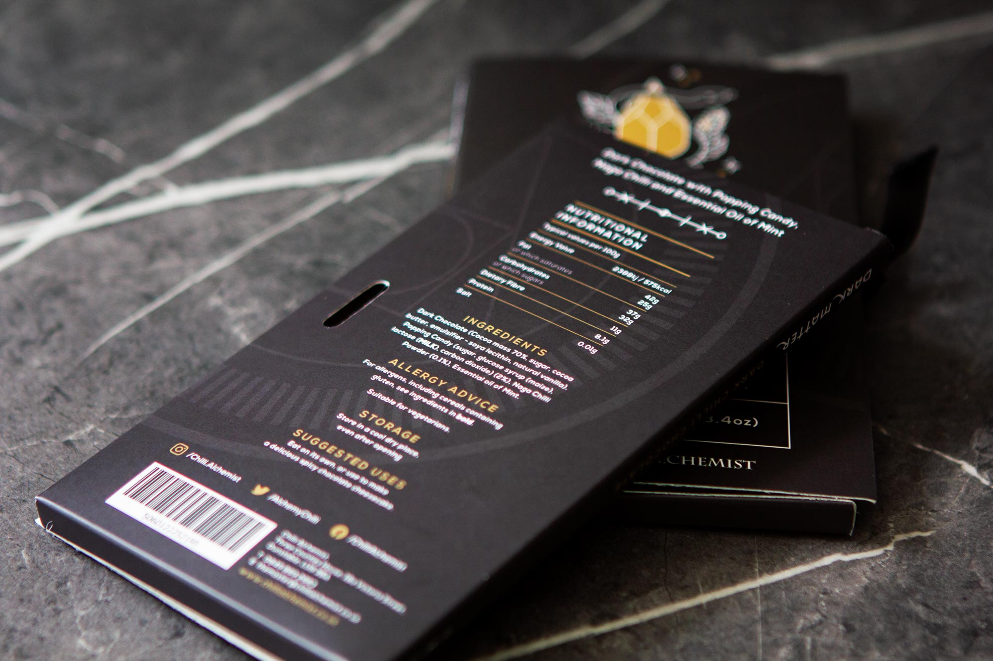 Chilli Alchemist - Dark Matter - Dark Chocolate with Mint, Popping Candy & Naga Chilli